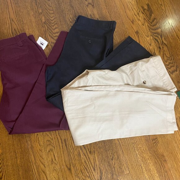 LOT (3) L.L. Bean flat front chinos 12R  classic fit & favorite fit 12R NWT - Picture 2 of 8